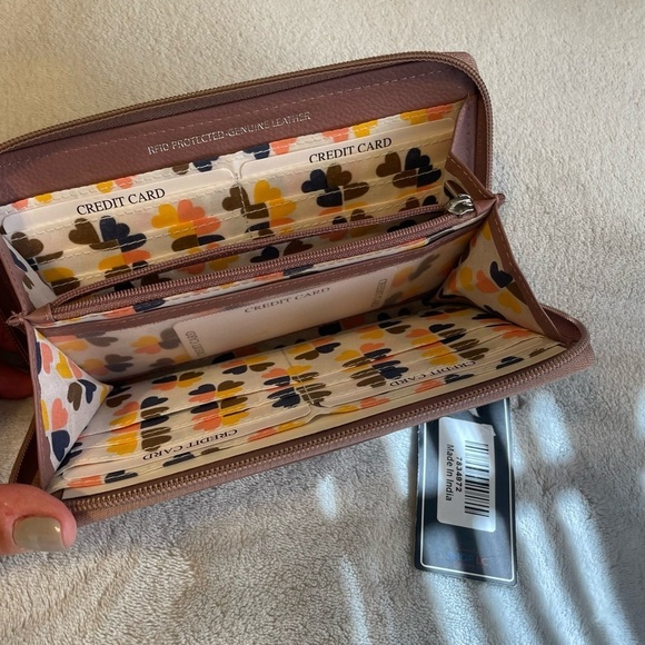 Dusty Rose Pink Leather Union Code Zip Around Wallet NWT - Picture 4 of 5